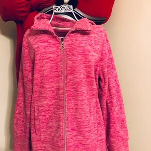 Just in Pink Marled Calvin Klein Performance zip up fleece with hood.